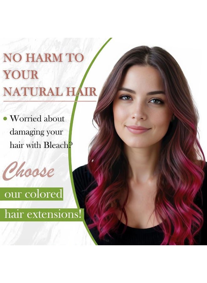 RUNATURE Tape in Hair Extensions Human Hair, Hot Pink, Real Remy Hair, Colored Hair Extensions for Highlight, 20 Inch, 25g, 10pcs - Image 2