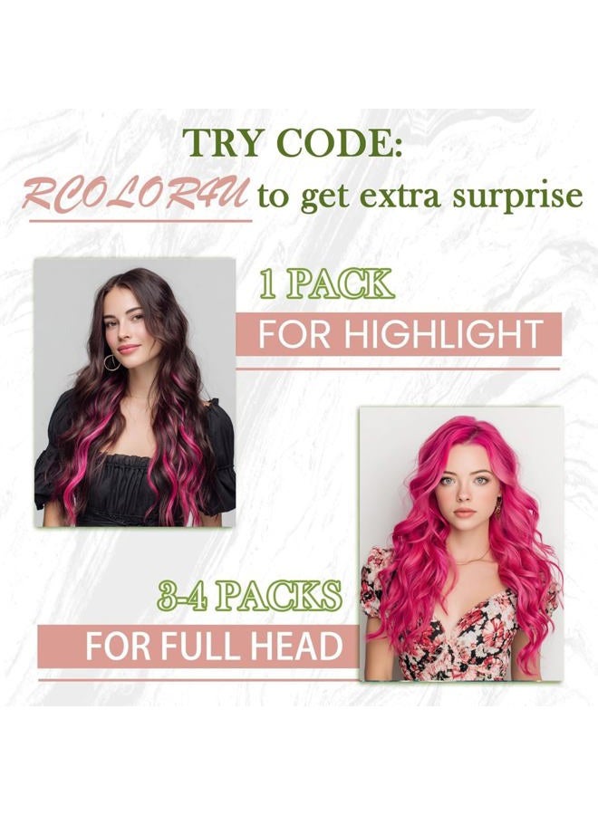 RUNATURE Tape in Hair Extensions Human Hair, Hot Pink, Real Remy Hair, Colored Hair Extensions for Highlight, 20 Inch, 25g, 10pcs - Image 5