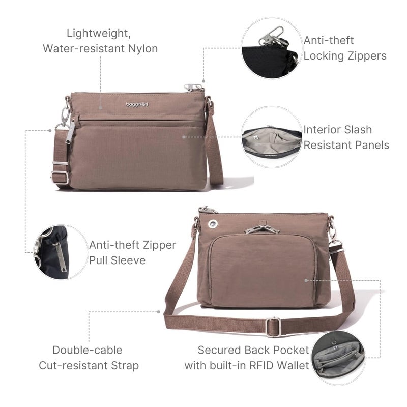 Baggallini Womens SecurtexÂ® Anti-theft Memento Crossbody Bag, Portobello - Image 3