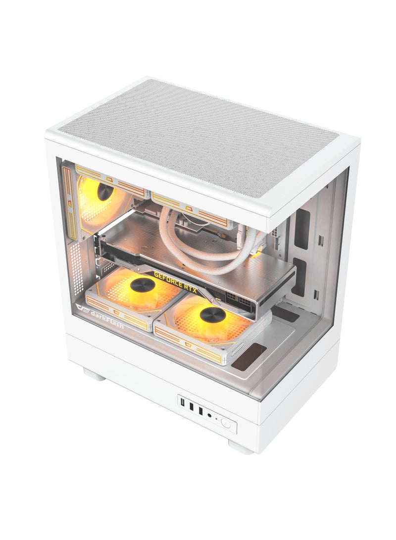 aigo Darkflash DB330M Tempered Glass M-ATX/ITX Gaming PC Case with Pre-Installed 3*120MM ARGB Fans, 270 Degree Panoramic Design, Supports up to 240MM Radiator, USB 3.0, 2*SSD Slots Gaming Case - Image 2