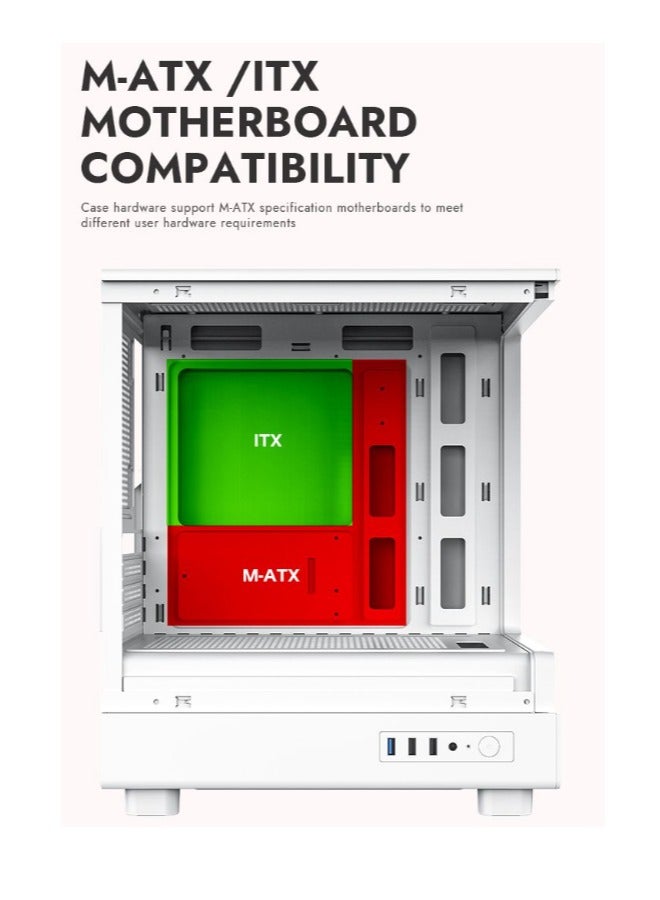 aigo Darkflash DB330M Tempered Glass M-ATX/ITX Gaming PC Case with Pre-Installed 3*120MM ARGB Fans, 270 Degree Panoramic Design, Supports up to 240MM Radiator, USB 3.0, 2*SSD Slots Gaming Case - Image 4
