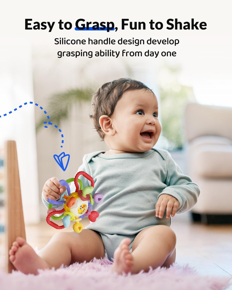 Infinno Baby Montessori Sensory Teething Toy - Safe, Multi-Functional BPA-Free Silicone Teether for Babies 0-12 Months - Teething Relief & Fun Play with Rattle - Perfect Baby Toys for Boys & Girls - Image 4