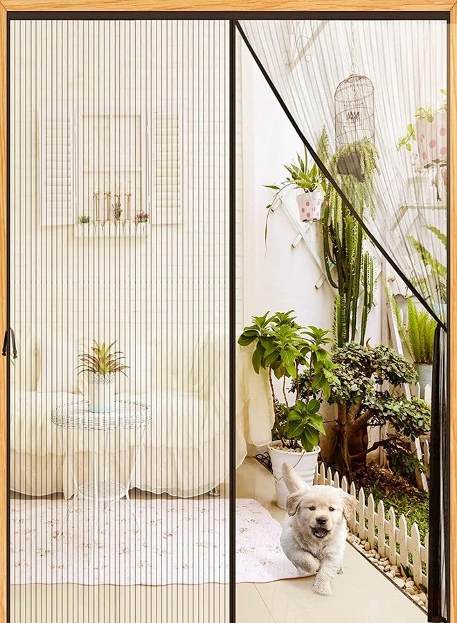 Elytsemoh Magnetic Screen Door - Fit 38x82inch, Size 40x84inch, Keeps Bugs & Mosquito Out - Magnet for Interior/Outdoor Doors, Black - Image 1