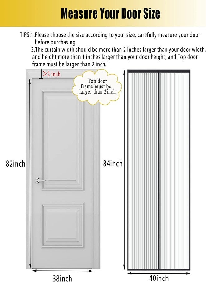Elytsemoh Magnetic Screen Door - Fit 38x82inch, Size 40x84inch, Keeps Bugs & Mosquito Out - Magnet for Interior/Outdoor Doors, Black - Image 2