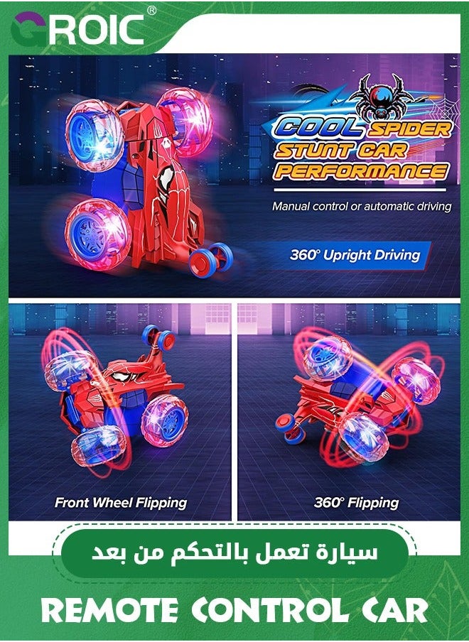 GROIC Spider Remote Control Car for 5-7,360° Rotating Double Sided RC Stunt with Cool Wheel Lights,4WD Off Road Crawlers Outdoor Toys Cars Kids & Youth, Birthday Gift  - Image 4