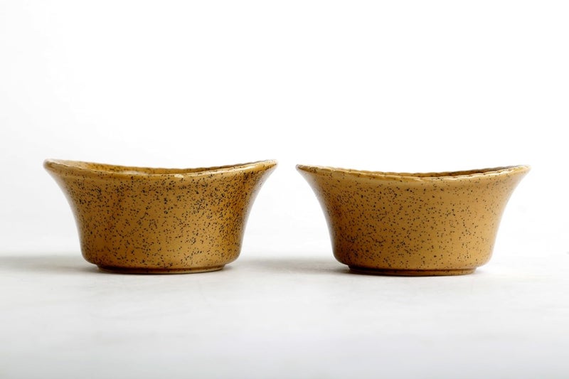 Caffeine Caffeine Ceramic Handmade Mustard Crackle Dining Bowl Set of 6 - Image 4