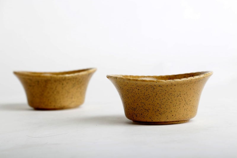 Caffeine Caffeine Ceramic Handmade Mustard Crackle Dining Bowl Set of 6 - Image 5