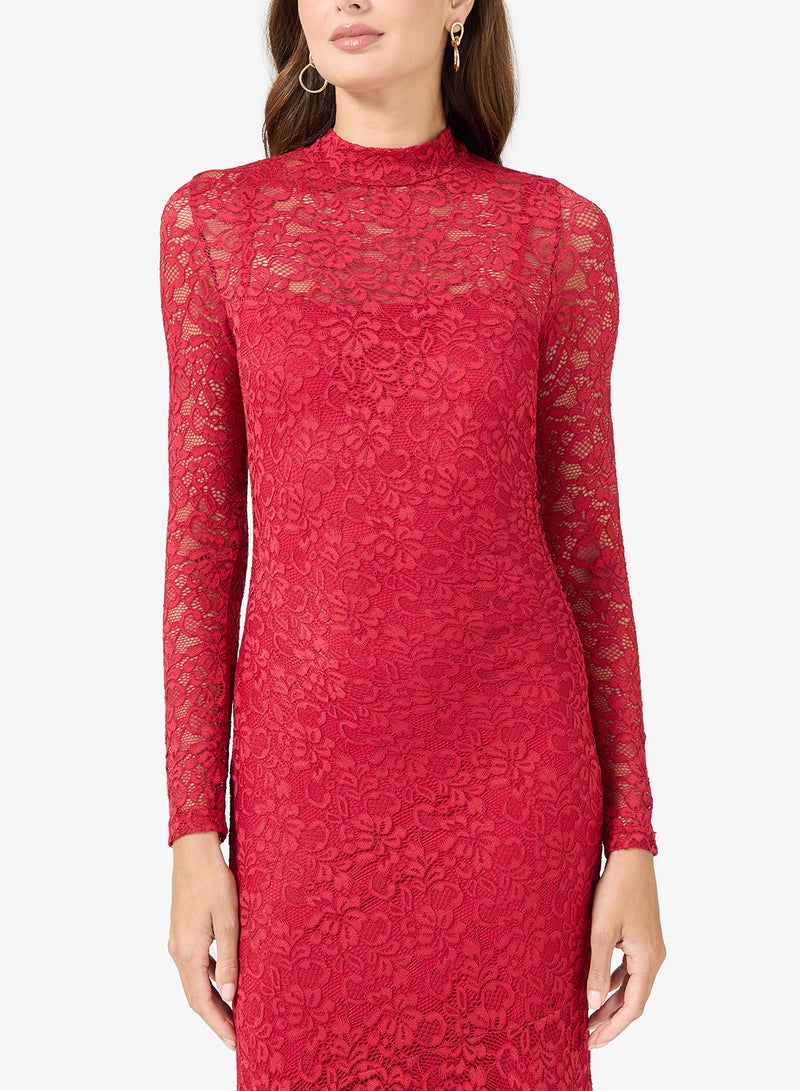 ELLA Asymmetric Hem Lace Dress - Image 3