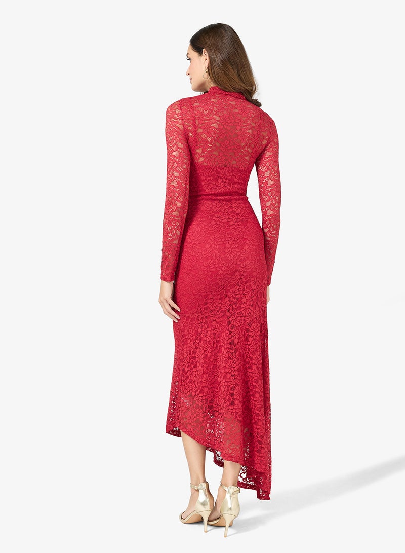 ELLA Asymmetric Hem Lace Dress - Image 2