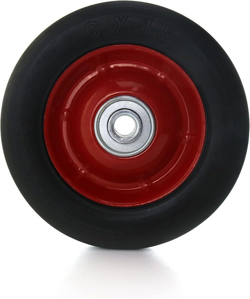 QWORK 2 Pack 6" x 1.5",1/2" Axle, Premium Rubber Wheel with Ball Bearing, Hand Truck Wheel, Capacity up to 132 lbs - Image 4