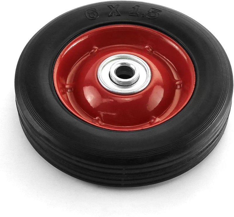 QWORK 2 Pack 6" x 1.5",1/2" Axle, Premium Rubber Wheel with Ball Bearing, Hand Truck Wheel, Capacity up to 132 lbs - Image 2