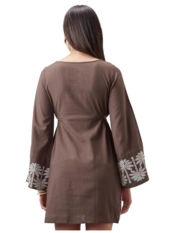 فيشود فستان نسائي من Vishudh - بني، مقاس XL - Image 3
