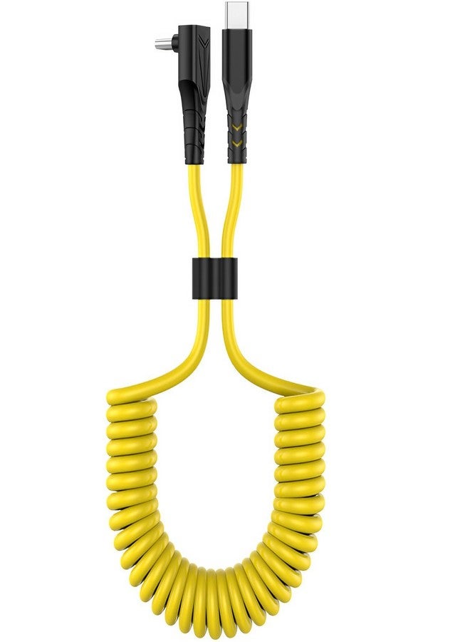 Smays 60W Fast Charge Coiled USB C to USB-C Cables - 90° Right Angle, Retractable Spring, Data Sync, Compatible with iPhone 15 16 Pro Max, Galaxy S24/S23/S20/S10/Note 10 9, Pixel, and Tesla Car - Image 1