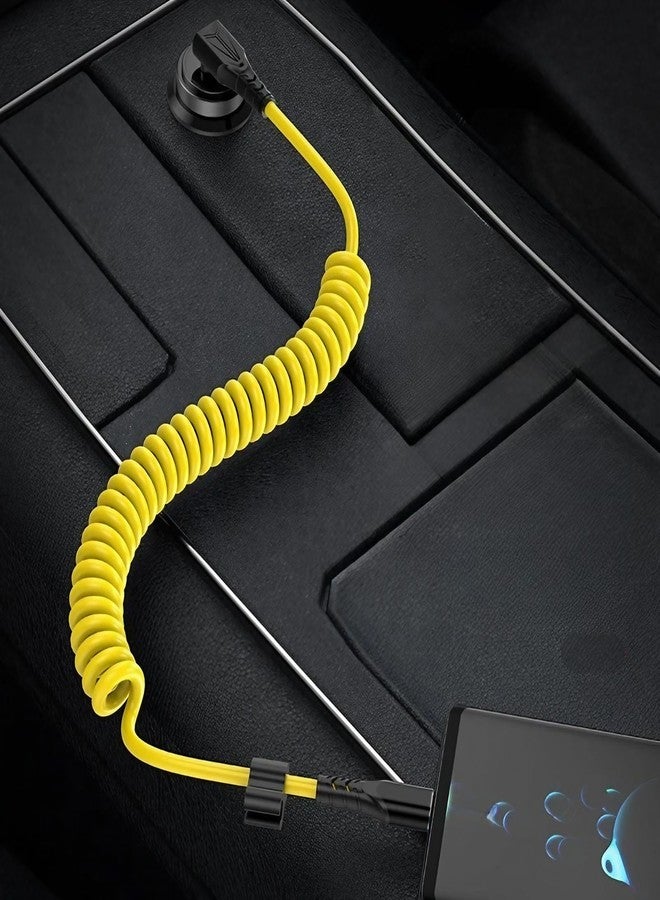 Smays 60W Fast Charge Coiled USB C to USB-C Cables - 90° Right Angle, Retractable Spring, Data Sync, Compatible with iPhone 15 16 Pro Max, Galaxy S24/S23/S20/S10/Note 10 9, Pixel, and Tesla Car - Image 2