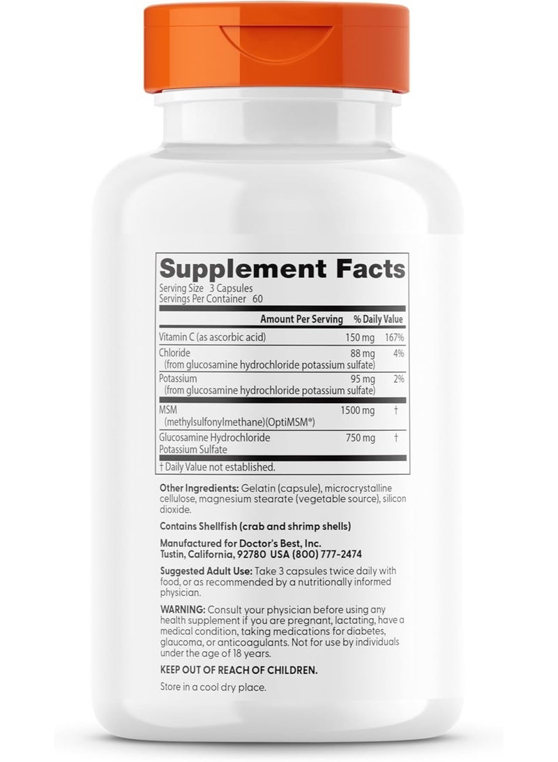 Doctor's BEST Synergistic Glucosamine OPTI-MSM – Joint Mobility & Beauty Support, 180 Capsules - Image 4
