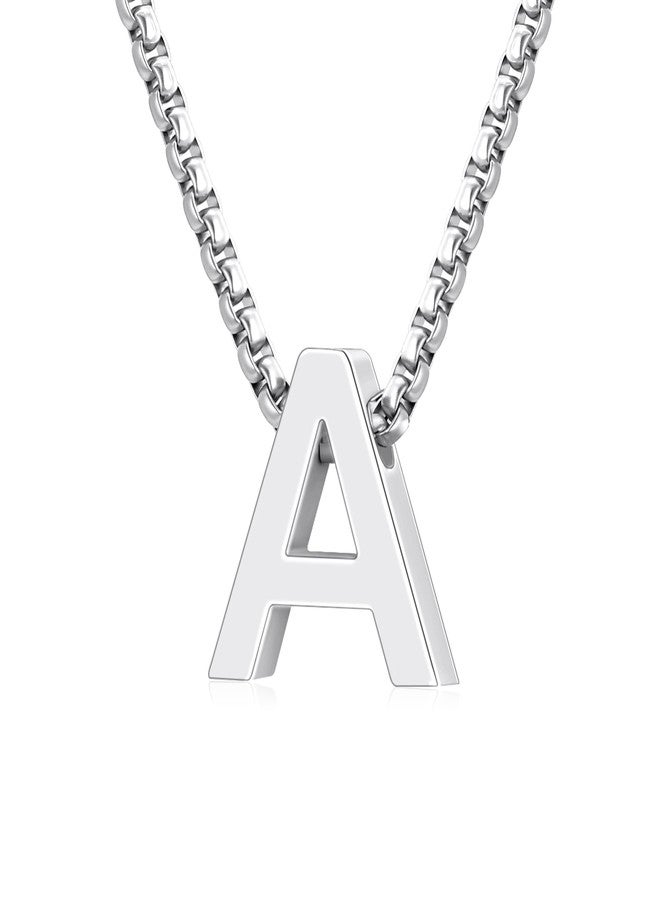 VULETO Easter Basket Stuffers for Boys Kids Teens, Initial A Necklace Stainless Steel Letter Pendant Necklaces Valentines Christmas Jewelry Gifts for Him Teen Teenage Tween Boy Men Toddler Age 8-12 Silver Essentials - Image 1