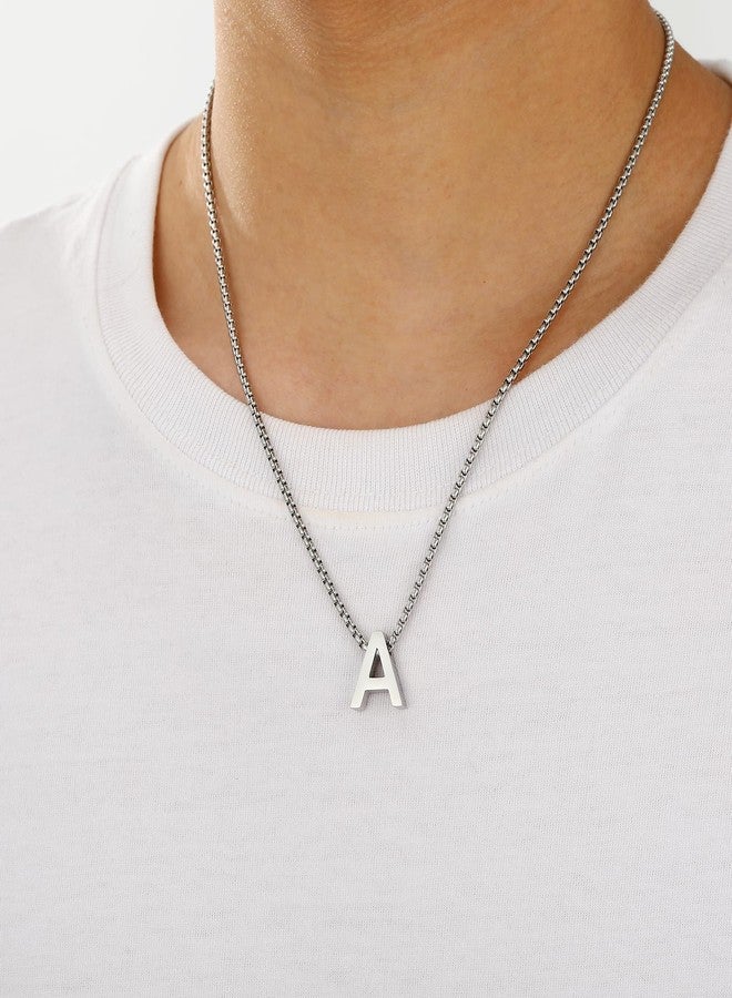 VULETO Easter Basket Stuffers for Boys Kids Teens, Initial A Necklace Stainless Steel Letter Pendant Necklaces Valentines Christmas Jewelry Gifts for Him Teen Teenage Tween Boy Men Toddler Age 8-12 Silver Essentials - Image 2