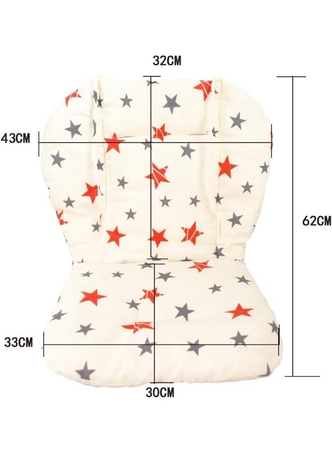 Twoworld Baby Stroller/High Chair Seat Cushion Liner Mat Pad Cover Resistant and High Chair Straps (5 Point Harness) 1 Suit (Stars) - Image 4