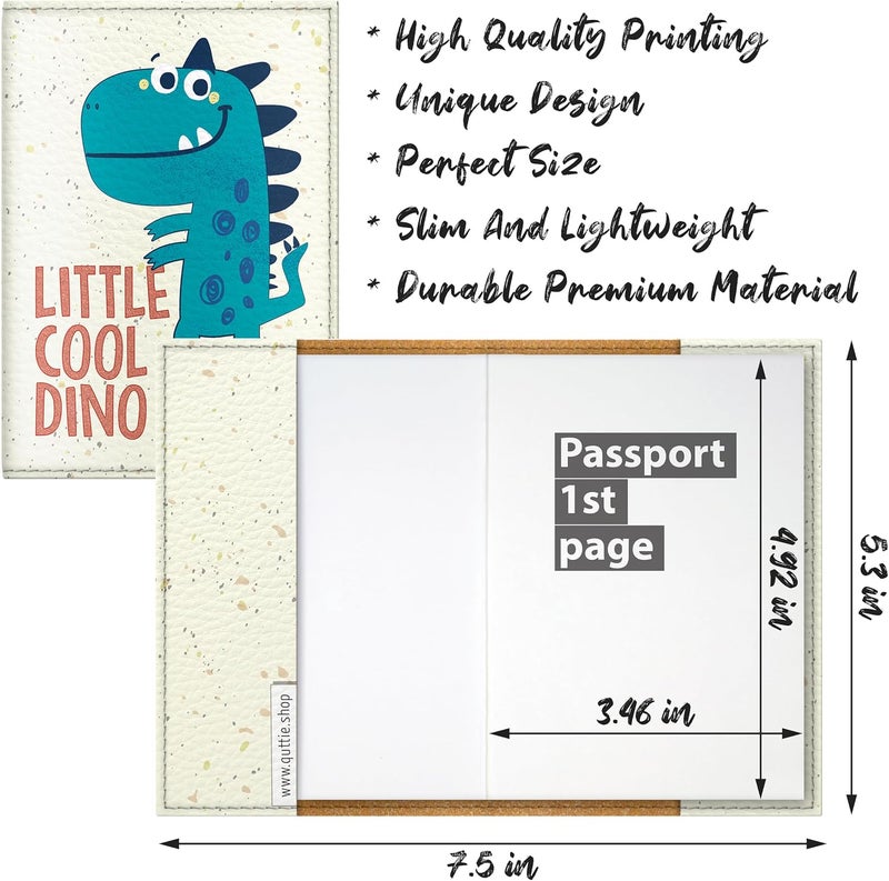 Quttie Passport Cover for Kids, Women and Men, Cute Travel Passport Holder (Little Cool Dino) - Image 2
