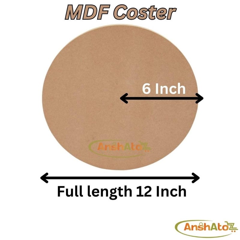 Anshatoz Round Wooden Canvas 12 inch MDF Art Board Sheet 3mm Used for Art, Craft, Painting, Mandala,Resin,Lippan Art, Decoration,Cake Base,Children Creativity DIY Set (Pack of 4) - Image 2