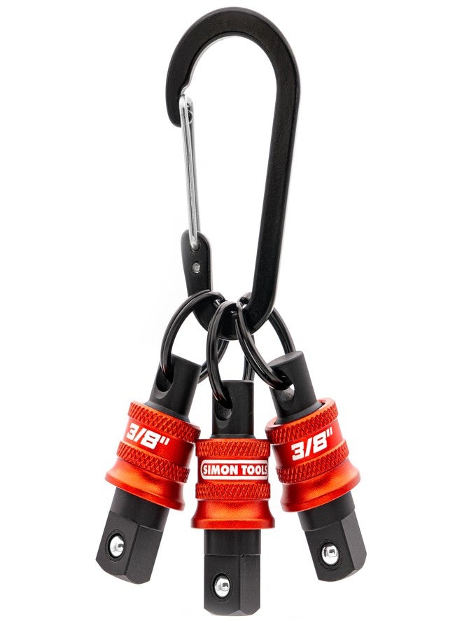 سلسلة مفاتيح حامل مفاتيح سيمون تولز - 3 قطع - منظم مفاتيح 3/8 بوصة مع مشبك سريع الفتح - ملحقات مثالية لمفتاح الربط الصدمي وصندوق الأدوات لعمال البناء وفنيي الكهرباء والميكانيكيين والنجارين - Image 1