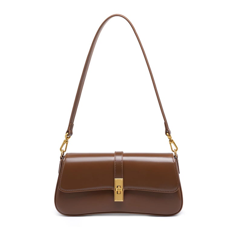 MoreFarther Shoulder Bag for Women, Genuine Leather Crossbody Bag Handbag with Removable Adjustable Straps(Coffee) - Image 1