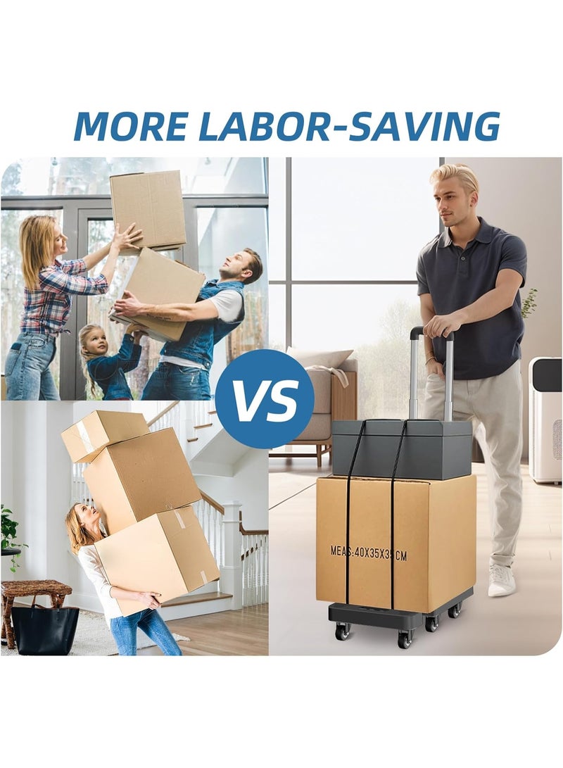 JOYBOS عربة يدوية قابلة للطي، عربة قابلة للطي للأمتعة الثقيلة التي يصل وزنها إلى 500 رطل، عربة يدوية، عربة قابلة للطي بست عجلات مع حبلين، مثالية للاستخدام في المنزل والمكتب والسفر (أسود) - Image 2