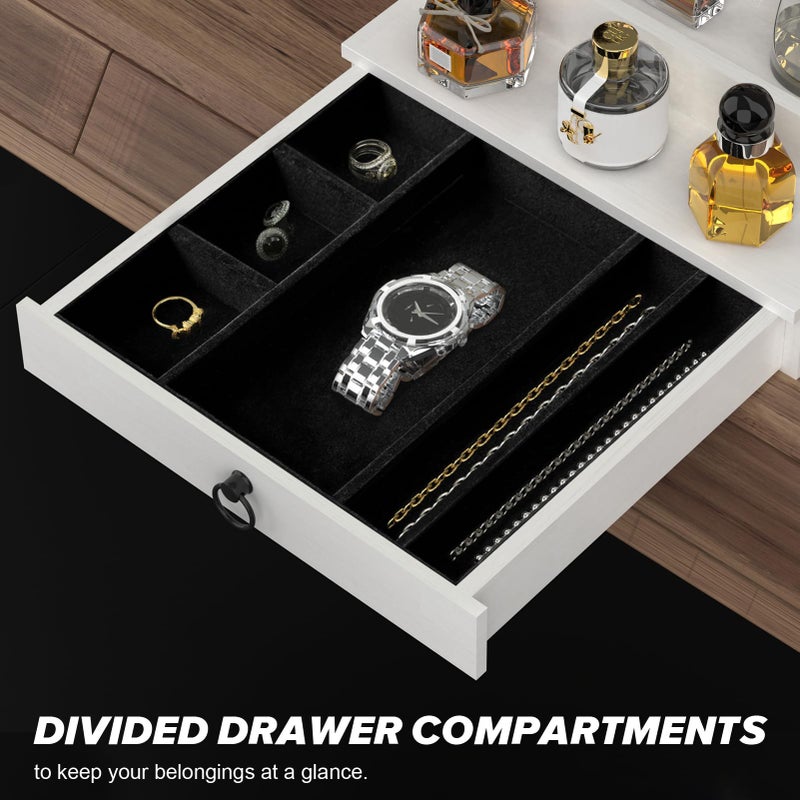upcessory Cologne Organizer for Men, 4 Tier White Wood Perfume Organizer with Felt Lining Drawer and Hidden Compartment, Perfume Display Holder, A Gift for Men - Image 3