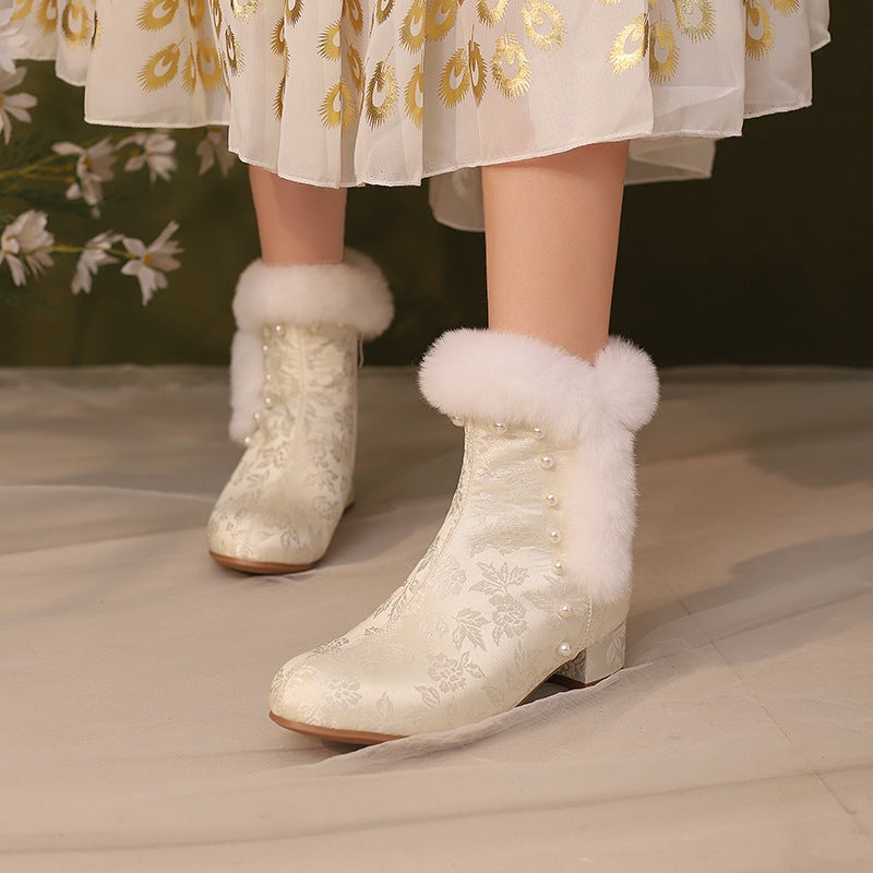 Fashion Imitation Rabbit Fur Warm Size Size 28-43 National Style Cheongsam Women'S Short Boots - Image 2
