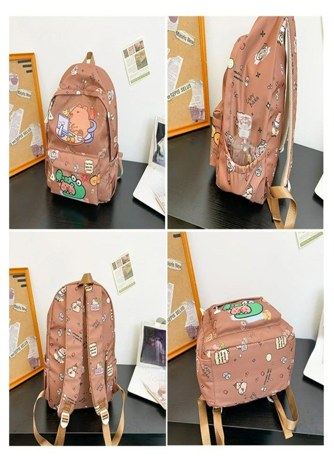 BlingKicks Capybara Fashionable Print Large Capacity Backpack with Pins and Accessories For Adults Ita Bag (Purple) - Image 5