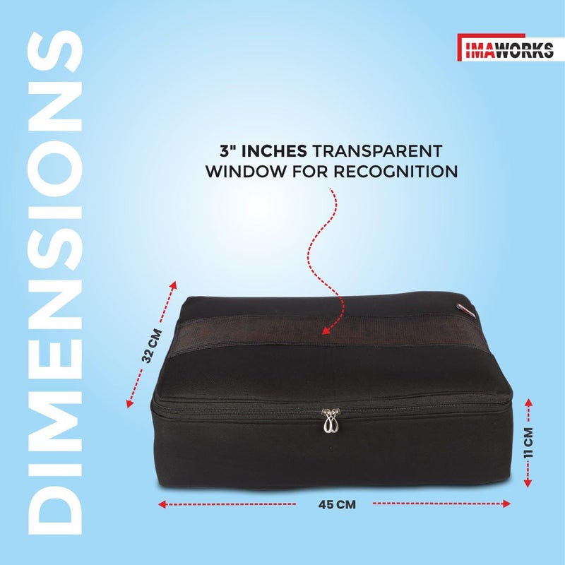 IMAWORKS Clothes Storage BoxCoversBags with Zip 4 Big 18 x 13 x 45 inch as Wardrobe Organizer for Huge Silk SareeBig LehengaDressesShirtsTrousersGownQuilts Black - Image 3