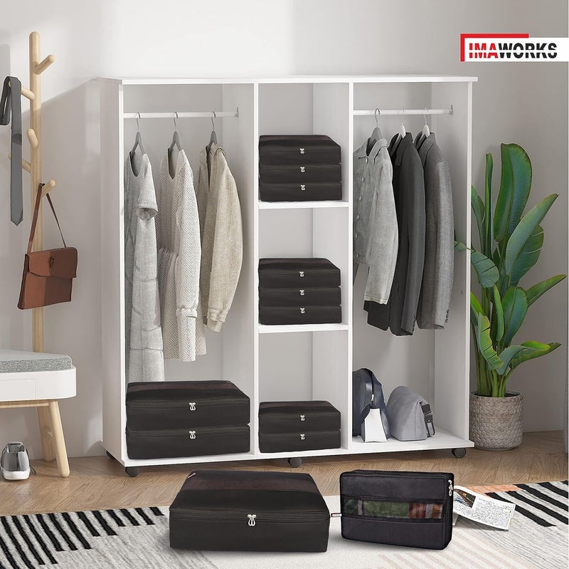 IMAWORKS Clothes Storage BoxCoversBags with Zip 4 Big 18 x 13 x 45 inch as Wardrobe Organizer for Huge Silk SareeBig LehengaDressesShirtsTrousersGownQuilts Black - Image 5