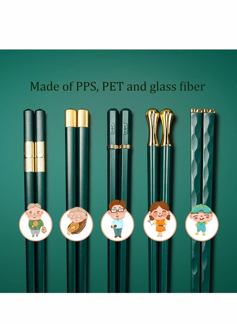 Y&D 8 Pairs Chopsticks Reusable Chinese Fiberglass with Holder, Non-Slip For Beginners, Food & Cooking  - Image 5