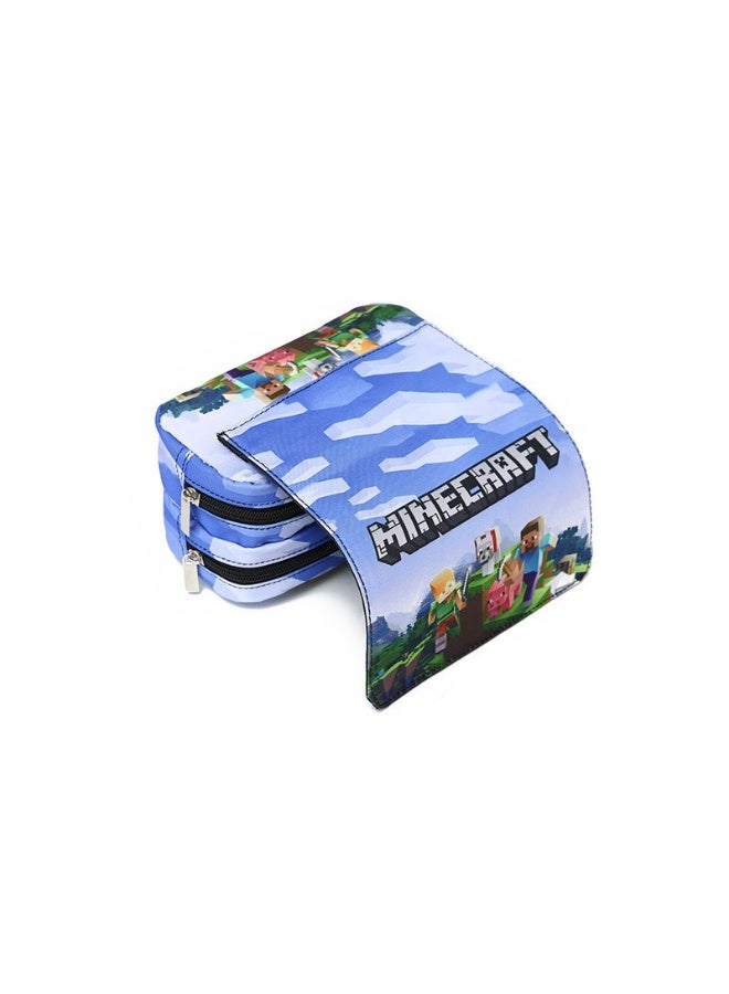 Minecraft Multifunctional Blue & White Pencil Case - Double Layer Large Capacity School Organizer, Gaming Stationery Box for Students - Image 5