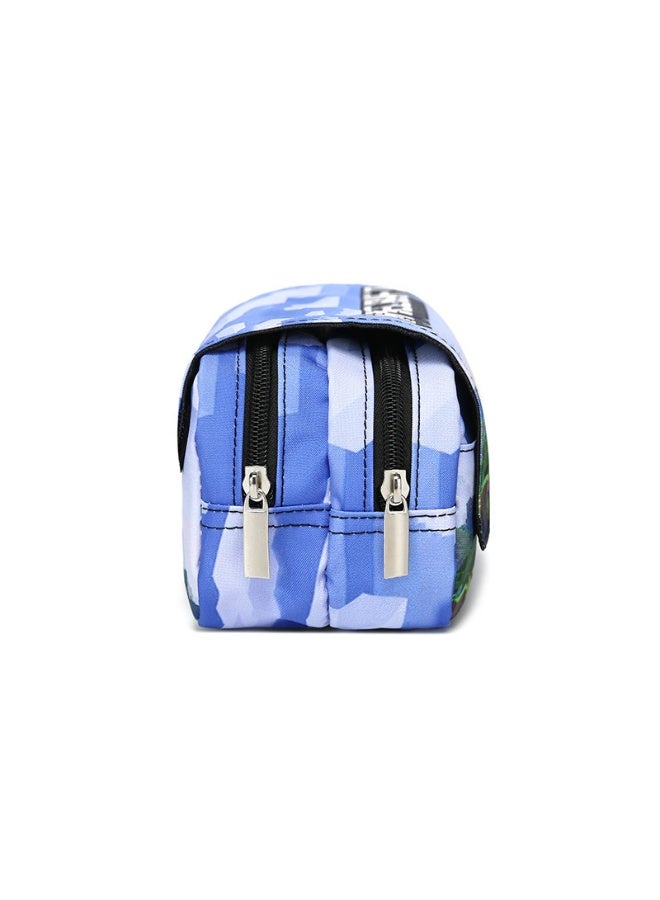 Minecraft Multifunctional Blue & White Pencil Case - Double Layer Large Capacity School Organizer, Gaming Stationery Box for Students - Image 2