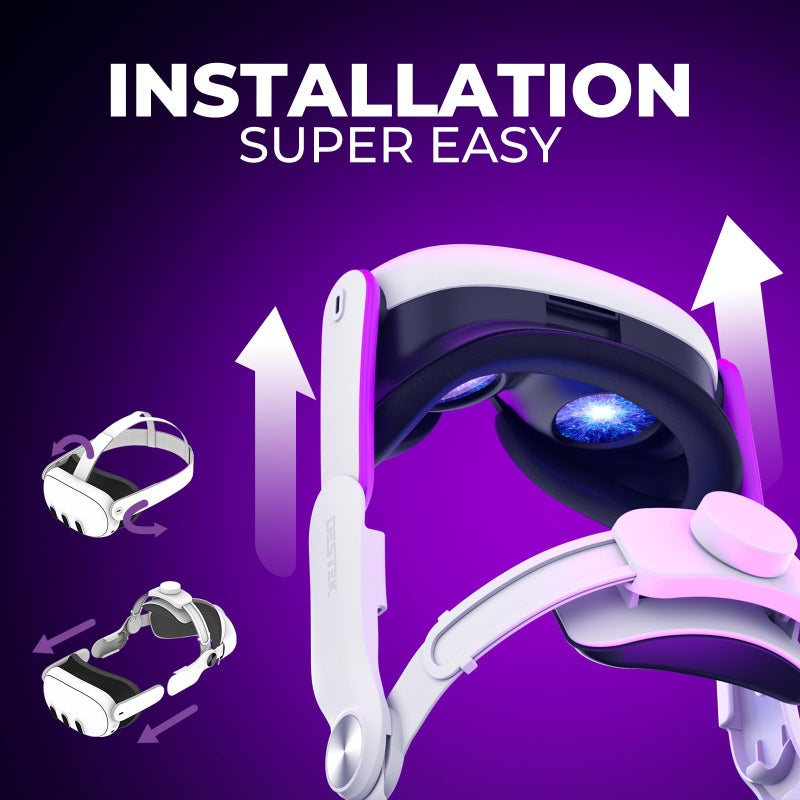 DESTEK QH3 Upgrade Pressure-Free Head Strap â€“ Enhanced Comfort from Multi-Angle Dual Strap Design, Compatible with Meta Quest 3 3S, Balanced Weight Distribution - Image 4