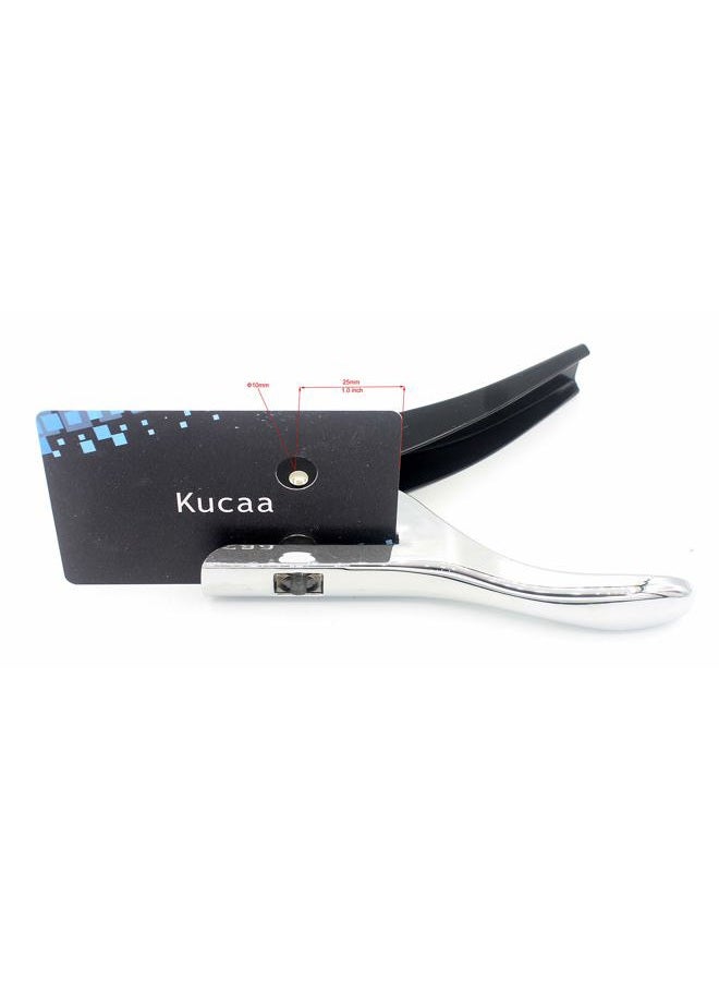 Kucaa Metal Silver Hand-held 2/5 inch 10mm Round Heavy Duty Single Circle Hole Punch for ID Cards PVC Cards Badge Photos - Image 5