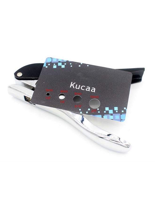 Kucaa Metal Silver Hand-held 2/5 inch 10mm Round Heavy Duty Single Circle Hole Punch for ID Cards PVC Cards Badge Photos - Image 4