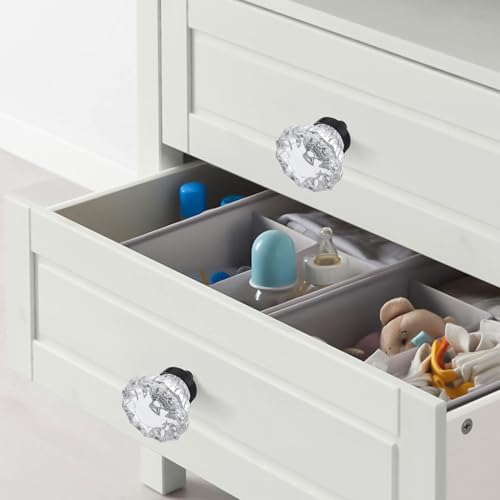 CEYMIO Vintage Cabinet Knobs Crystal Cabinets Knob 8 Pack Matte Black Base And Clear Crystal Small Pull For Closet Dresser Drawers Cupboard Wardrobe Solid Alloy Retro Pulls SingleHole Old Fashioned Handle - Image 3
