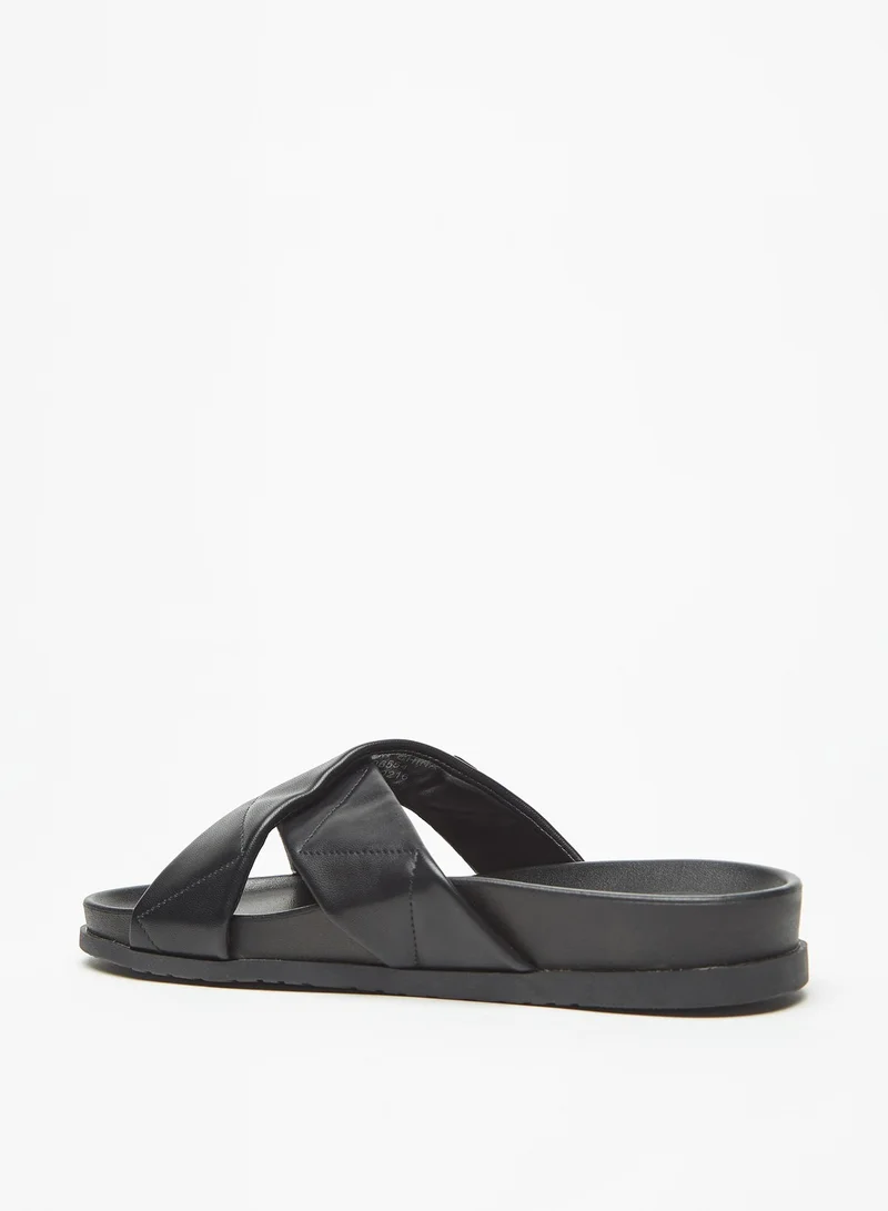 Flora Bella By Shoexpress Women Textured Slip-On Cross Strap Sandals