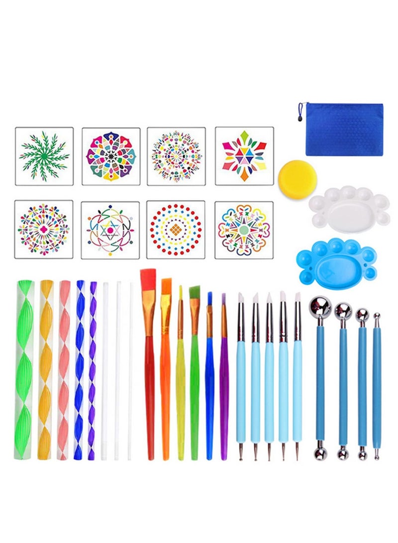 35pcs/Set Portable Mandala Dotting Tools Set for Painting Rocks Pottery Multifunction Embossing Dot Kit Dotting Tool - Image 1
