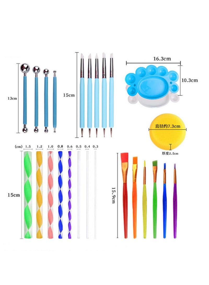 35pcs/Set Portable Mandala Dotting Tools Set for Painting Rocks Pottery Multifunction Embossing Dot Kit Dotting Tool - Image 2