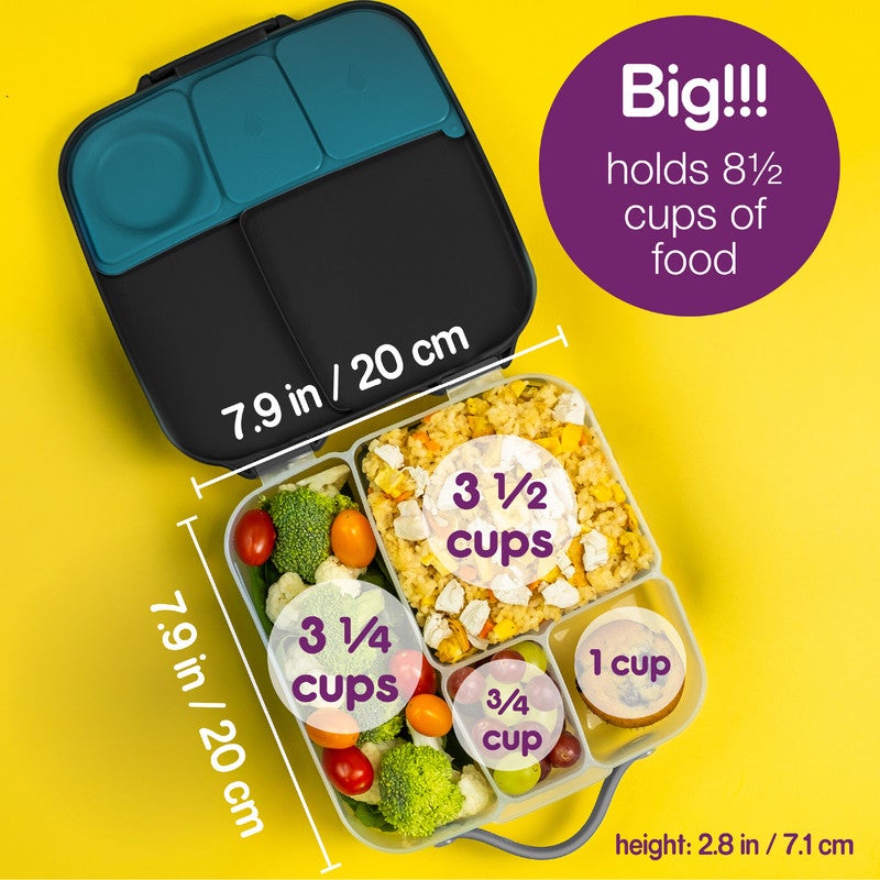 b.box Lunchbox | Jumbo Bento Box with 4 Compartments (2 Leakproof), Removable Divider, Gel Cold Pack | Ideal for School | From 3+ | 1L capacity - Image 4