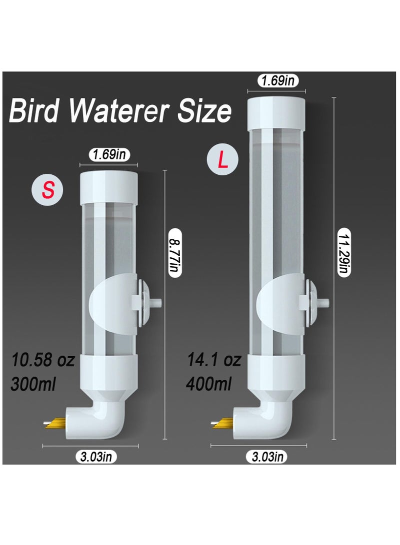 2 Pcs Bird Feeder and Drinker Set, Parakeet Water Dispenser for Cage Bird Drinking Water Bottle Parrot Automatic Drinking Device for Budgie Cockatiel Lovebirds Canary Finch, 400ml