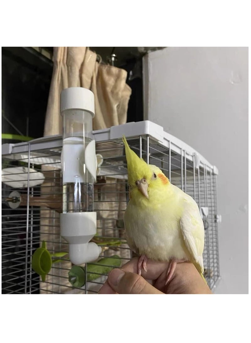 2 Pcs Bird Feeder and Drinker Set, Parakeet Water Dispenser for Cage Bird Drinking Water Bottle Parrot Automatic Drinking Device for Budgie Cockatiel Lovebirds Canary Finch, 400ml