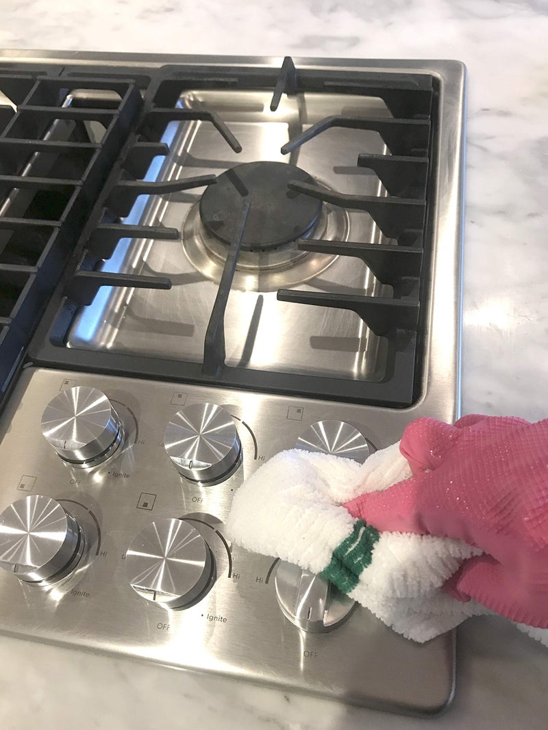 POLYTE Microfiber All-Purpose Ribbed Terry Bar Mop Towel for Home  Kitchen  Restaurant Cleaning (14x17  White w/Green Stripe) 12 Pack - Image 3