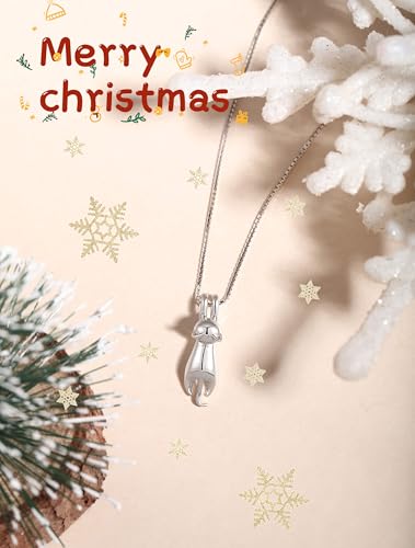 S.Leaf Sterling Silver Cat Necklaces for Women Cat Jewelry Accessories Mom Lover Lady Themed Gifts Cute Silver Kitten Jewelry Birthday Gifts for Women - Image 2