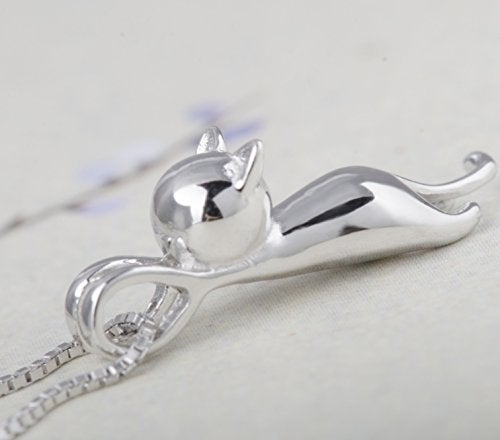 S.Leaf Sterling Silver Cat Necklaces for Women Cat Jewelry Accessories Mom Lover Lady Themed Gifts Cute Silver Kitten Jewelry Birthday Gifts for Women - Image 5