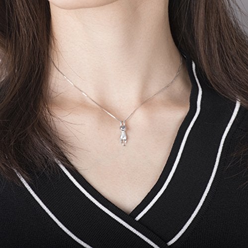 S.Leaf Sterling Silver Cat Necklaces for Women Cat Jewelry Accessories Mom Lover Lady Themed Gifts Cute Silver Kitten Jewelry Birthday Gifts for Women - Image 3