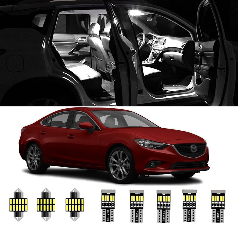 AWALITED 13pcs Interior LED Lights Kit Ultra Bright Map Dome LED Replacement Bulbs for 2014 2015 2016 2017 2018 Mazda 6 all Cab Sizes - Image 1